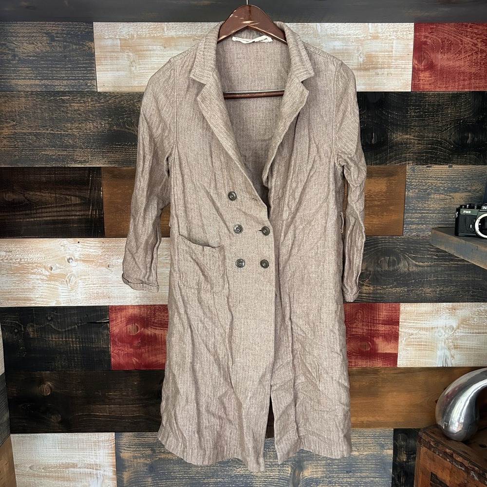 Golden Goose Deluxe Brand Linen Cotton Coat Long Jacket Medium Small Beige